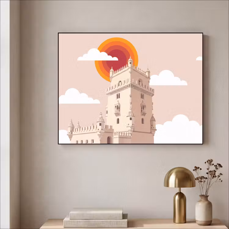 Art Frame - Toren - Rivier - Architectuur - Modern - Oranje — 3