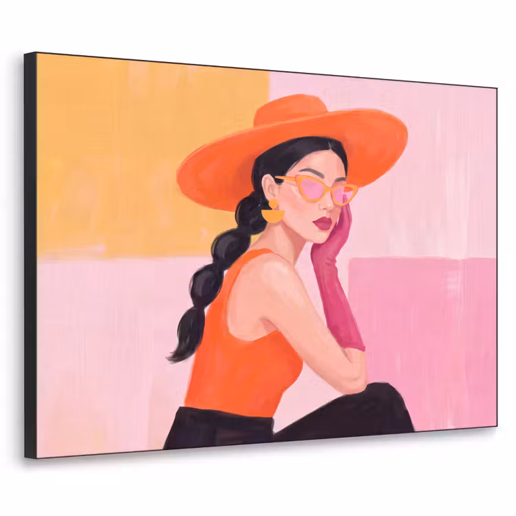 Art Frame - Vrouw - Hoed - Mode - Modern - Oranje — 1