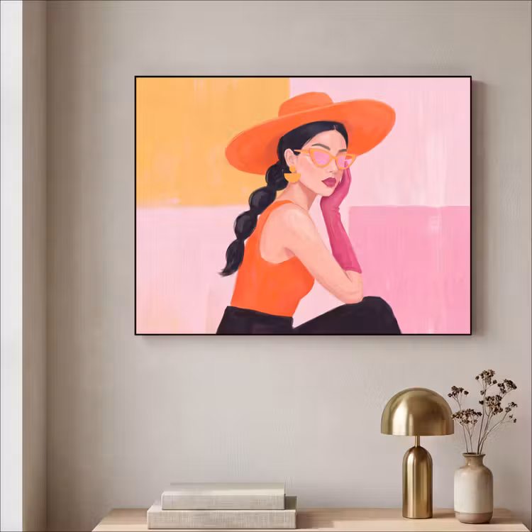Art Frame - Vrouw - Hoed - Mode - Modern - Oranje — 3