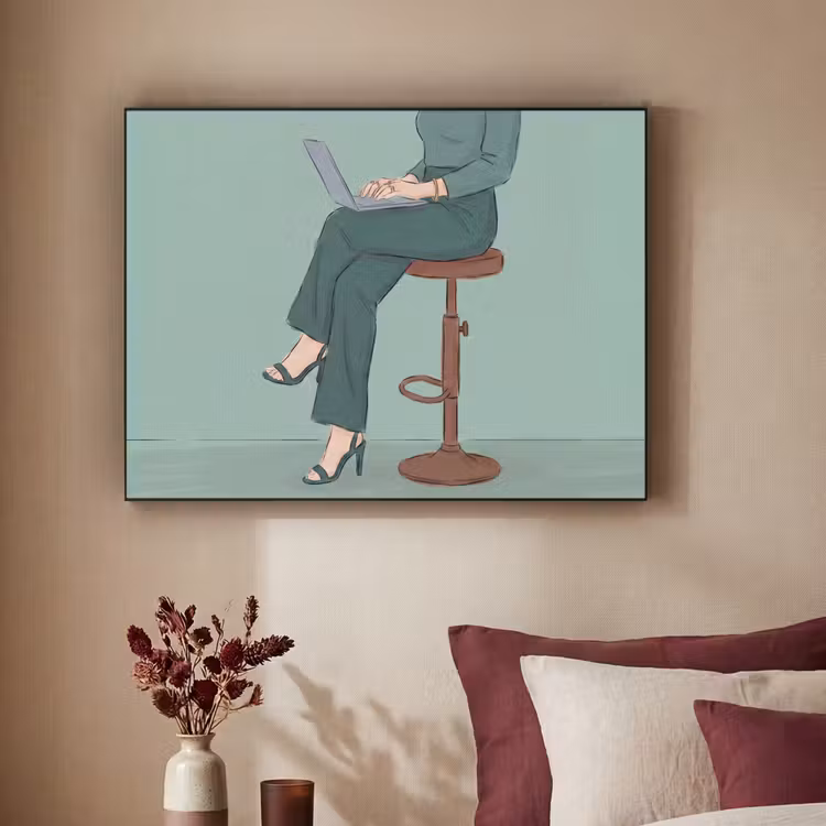Art Frame - Vrouw - Laptop - Zittend - Illustratie - Groen — 2
