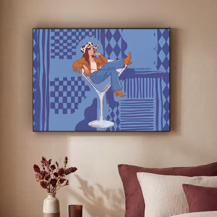 Art Frame - Vrouw - Martini glas - Abstract - Blauw - Kunst — 2
