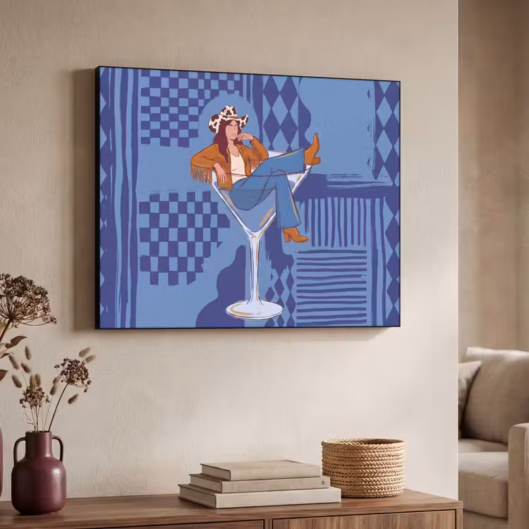 Art Frame - Vrouw - Martini glas - Abstract - Blauw - Kunst — 4