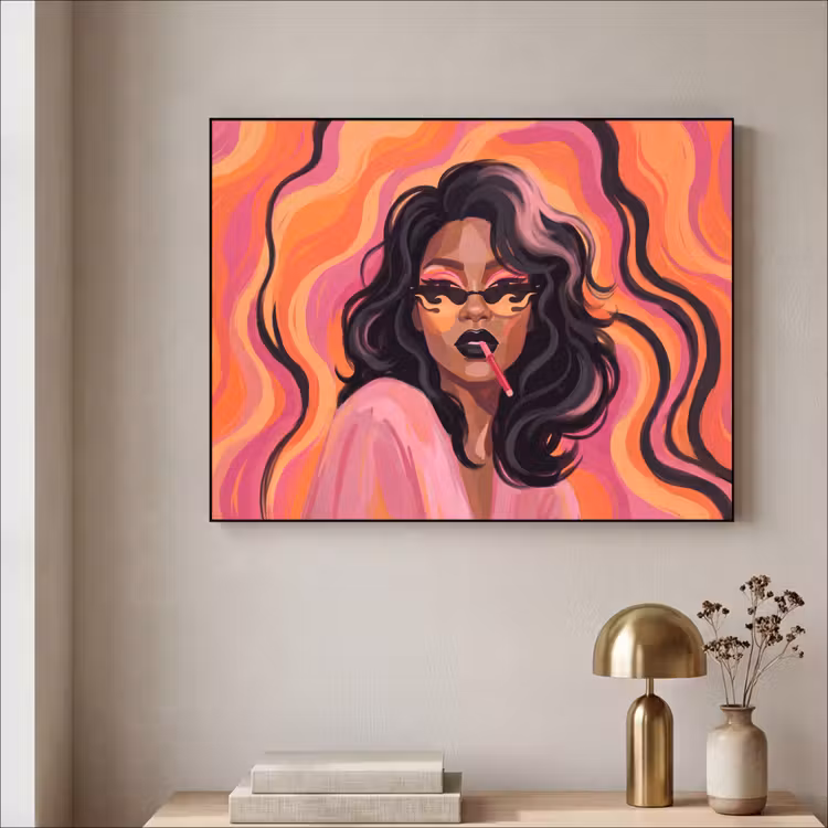 Art Frame - Vrouw - Zonnebril - Modern - Portret - Oranje — 3