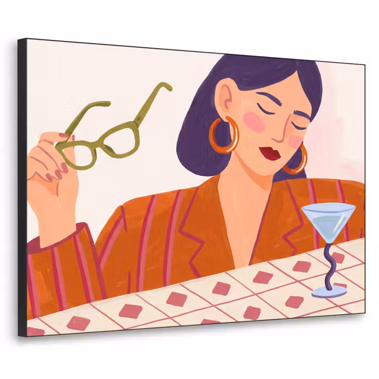 Art Frame - Vrouw - Bril - Cocktail - Illustratie - Modern — 1
