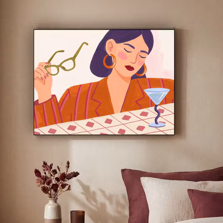 Art Frame - Vrouw - Bril - Cocktail - Illustratie - Modern — 2