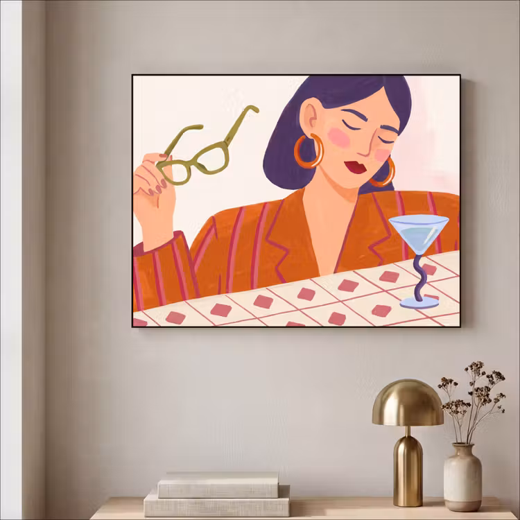 Art Frame - Vrouw - Bril - Cocktail - Illustratie - Modern — 3