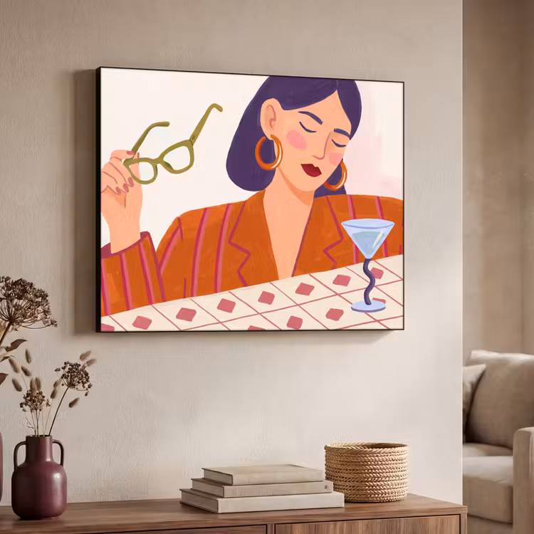 Art Frame - Vrouw - Bril - Cocktail - Illustratie - Modern — 4