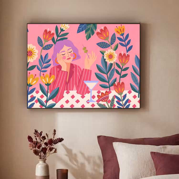 Art Frame - Vrouw - Cocktail - Bloemen - Modern - Roze — 2