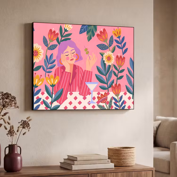 Art Frame - Vrouw - Cocktail - Bloemen - Modern - Roze — 4