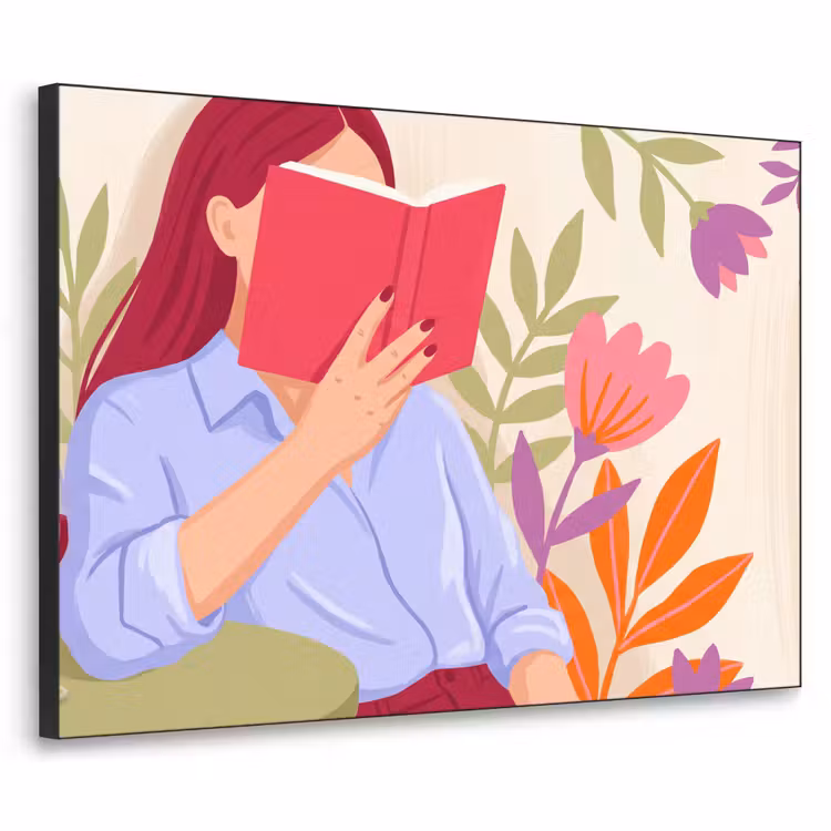 Art Frame - Vrouw - Lezen - Thuis - Modern - Bloemen — 1