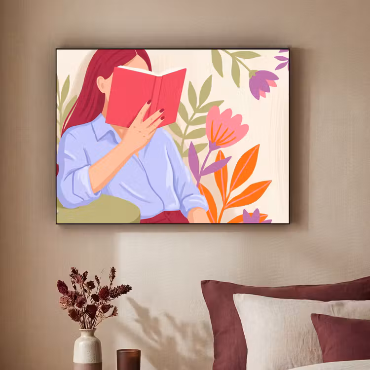 Art Frame - Vrouw - Lezen - Thuis - Modern - Bloemen — 2