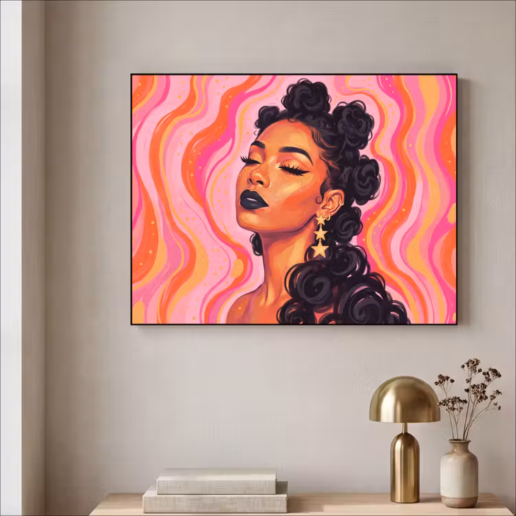 Art Frame - Vrouw - Portret - Abstract - Kleurrijk - Roze — 3