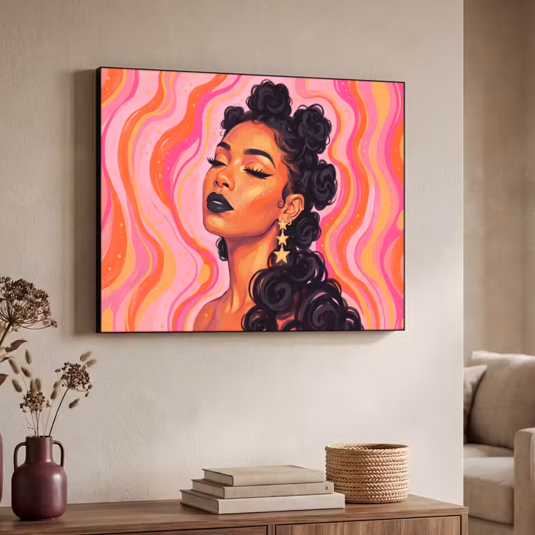 Art Frame - Vrouw - Portret - Abstract - Kleurrijk - Roze — 4