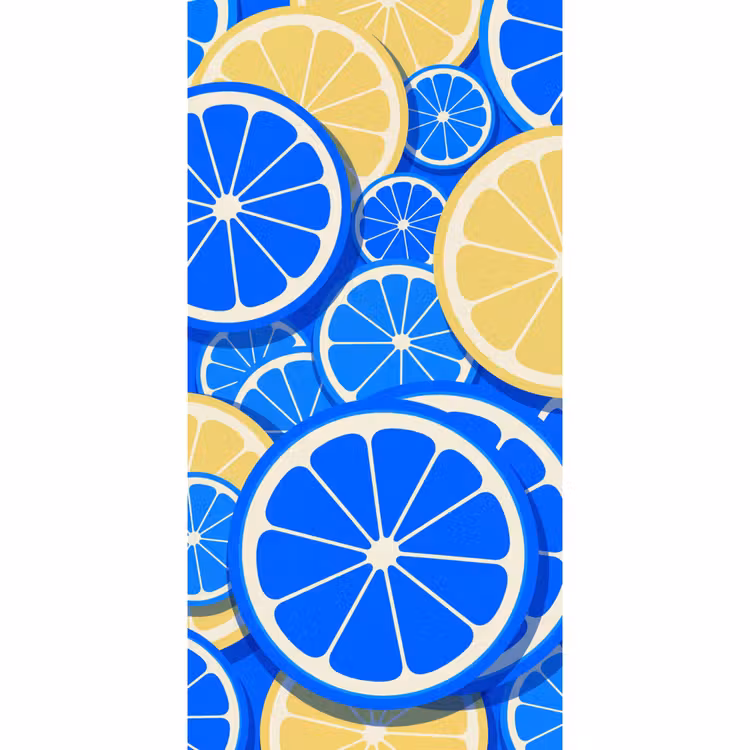 Behang - Fruit - Schijven - Patroon - Modern - Blauw - Geel — 2