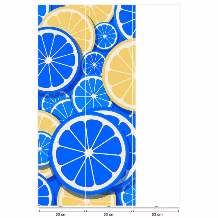 Behang - Fruit - Schijven - Patroon - Modern - Blauw - Geel — 6