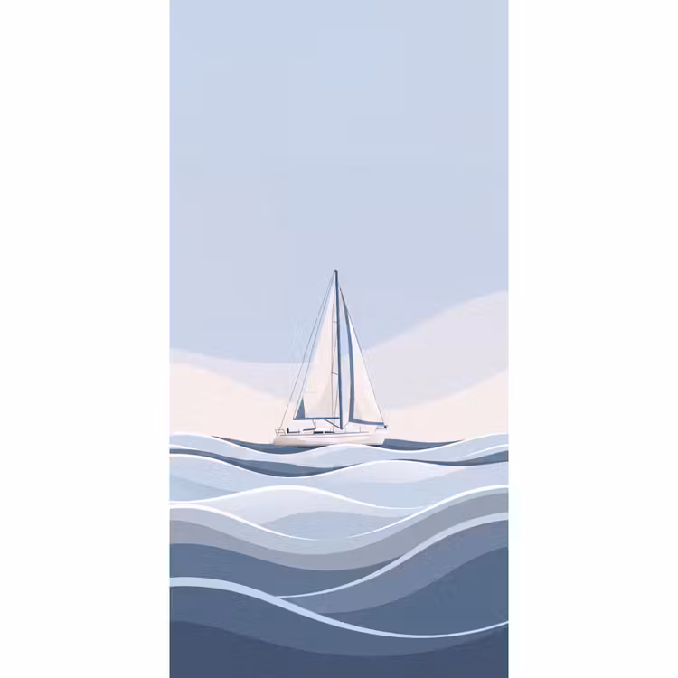Behang - Boot - Zeil - Zee - Modern - Beige — 2
