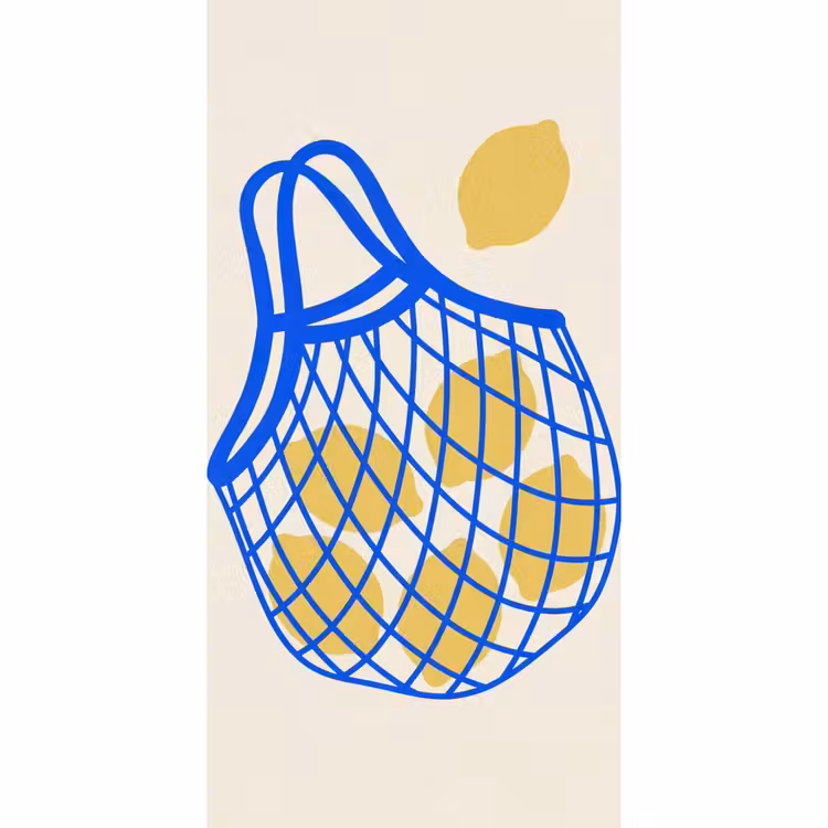 Behang - Eten - Citroen - Boodschappen - Abstract - Geel - Blauw — 2