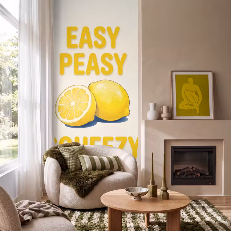 Behang - Eten - Citroenen - Keuken - Illustratie - Geel — 1