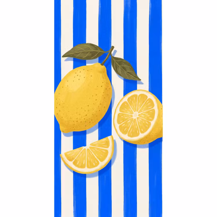Behang - Fruit - Citroen - Zomer - Geel - Blauw — 2