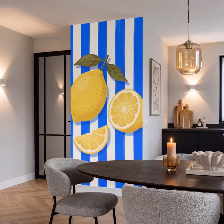 Behang - Fruit - Citroen - Zomer - Geel - Blauw — 5