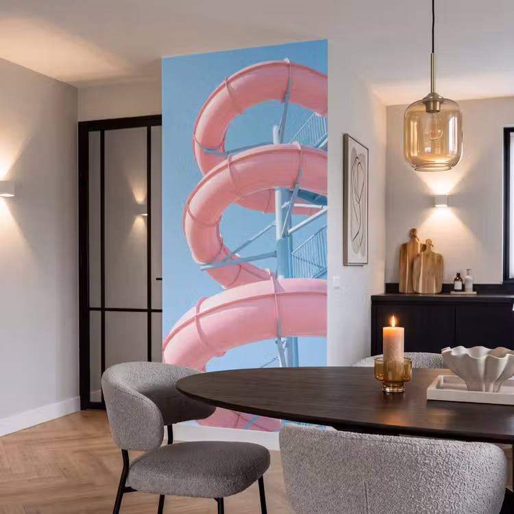 Behang - Glijbaan - Waterpark - Spiraal - Modern - Roze — 5