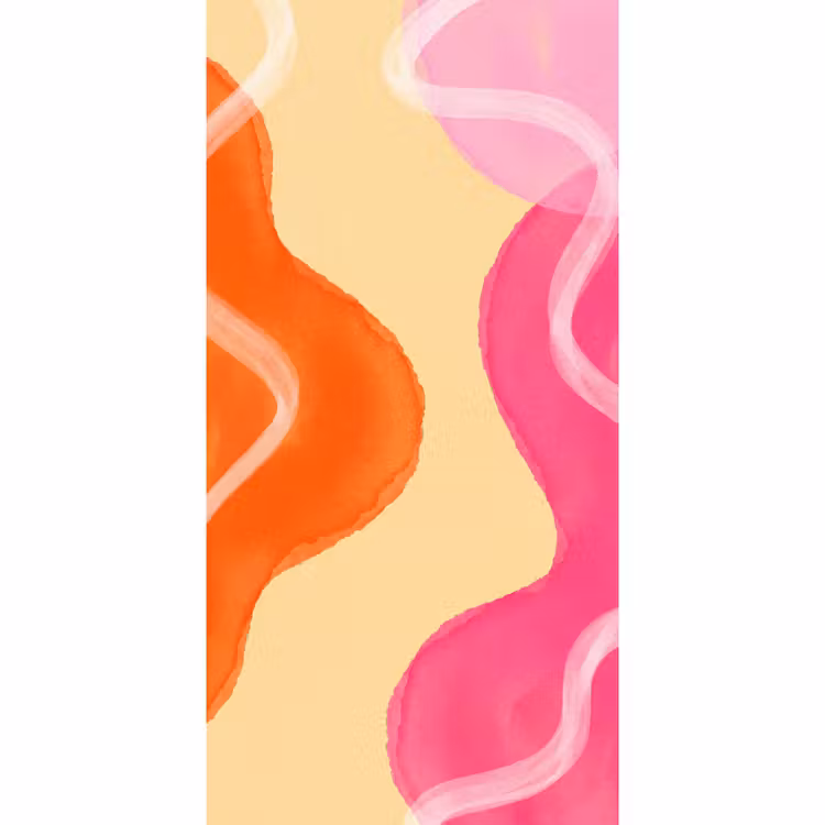 Behang - Abstract - Aquarel - Organisch - Oranje - Roze — 2