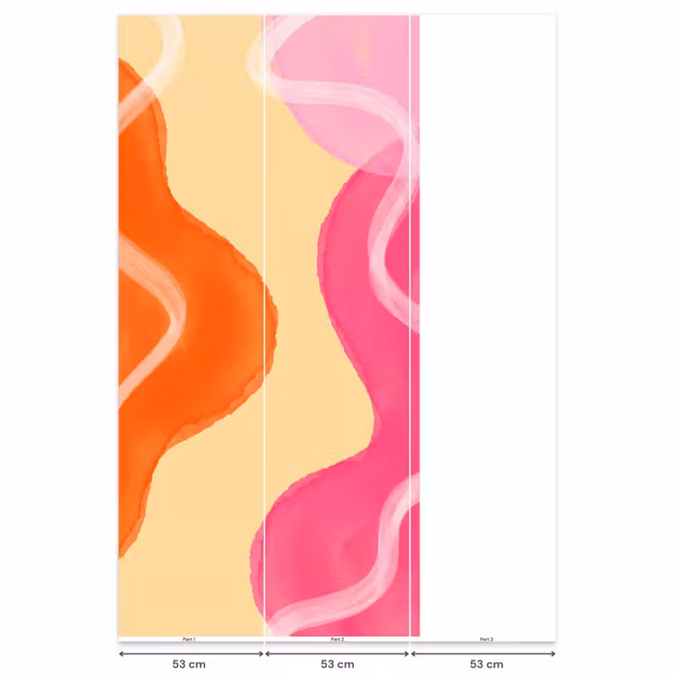 Behang - Abstract - Aquarel - Organisch - Oranje - Roze — 6