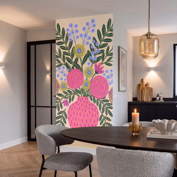 Behang - Bloemen - Boeket - Natuur - Abstract - Roze — 5