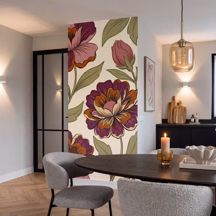 Behang - Bloemen - Patroon - Natuur - Modern - Paars — 5