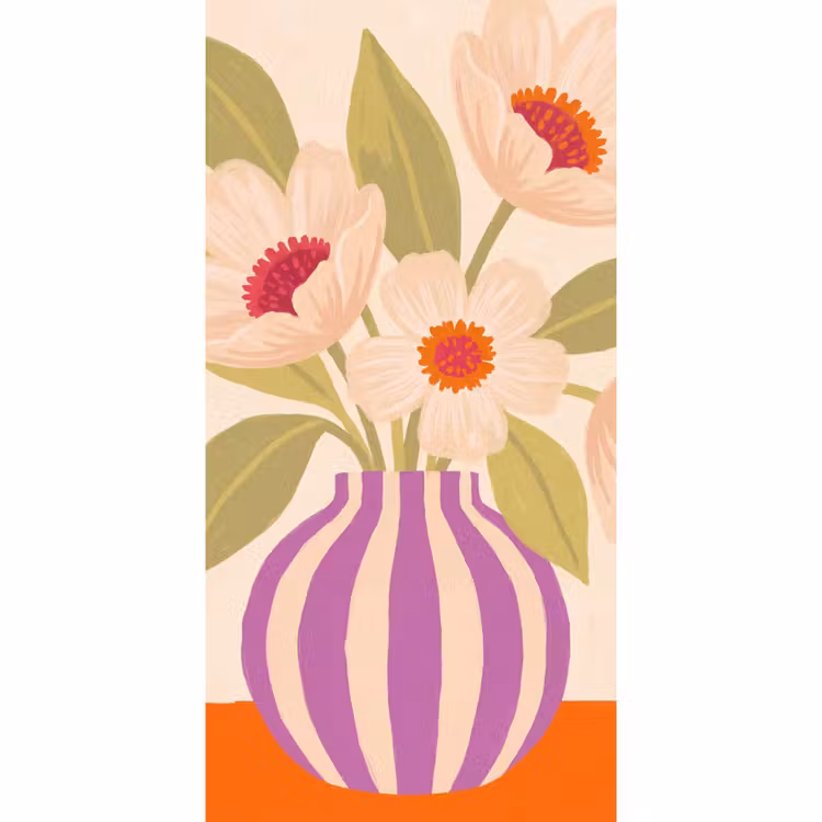 Behang - Bloemen - Vaas - Abstract - Paars - Oranje — 2