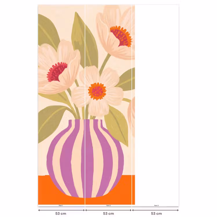 Behang - Bloemen - Vaas - Abstract - Paars - Oranje — 6