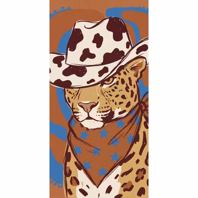 Behang - Dieren - Cowboyhoed - Modern - Illustratie - Bruin — 2