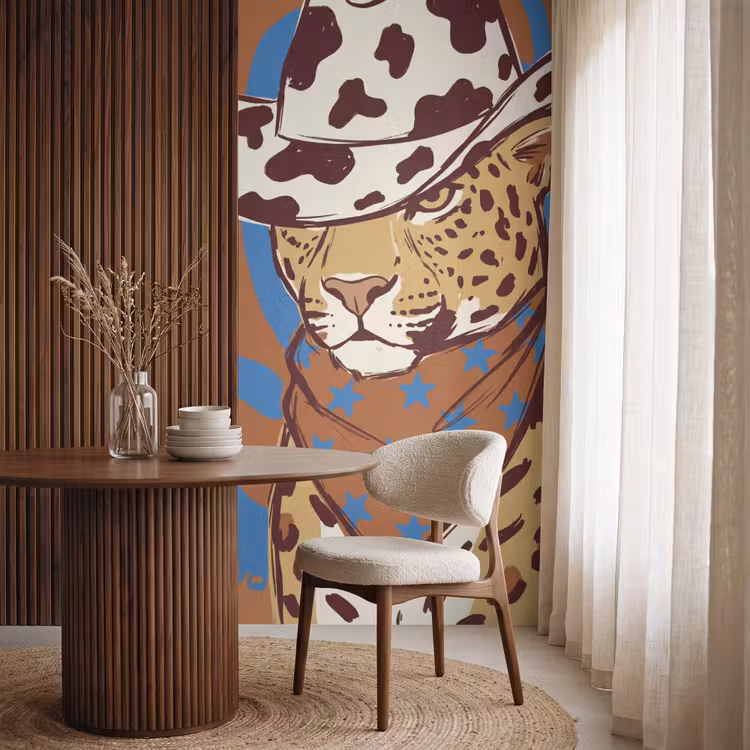 Behang - Dieren - Cowboyhoed - Modern - Illustratie - Bruin — 4