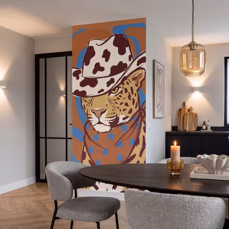 Behang - Dieren - Cowboyhoed - Modern - Illustratie - Bruin — 5