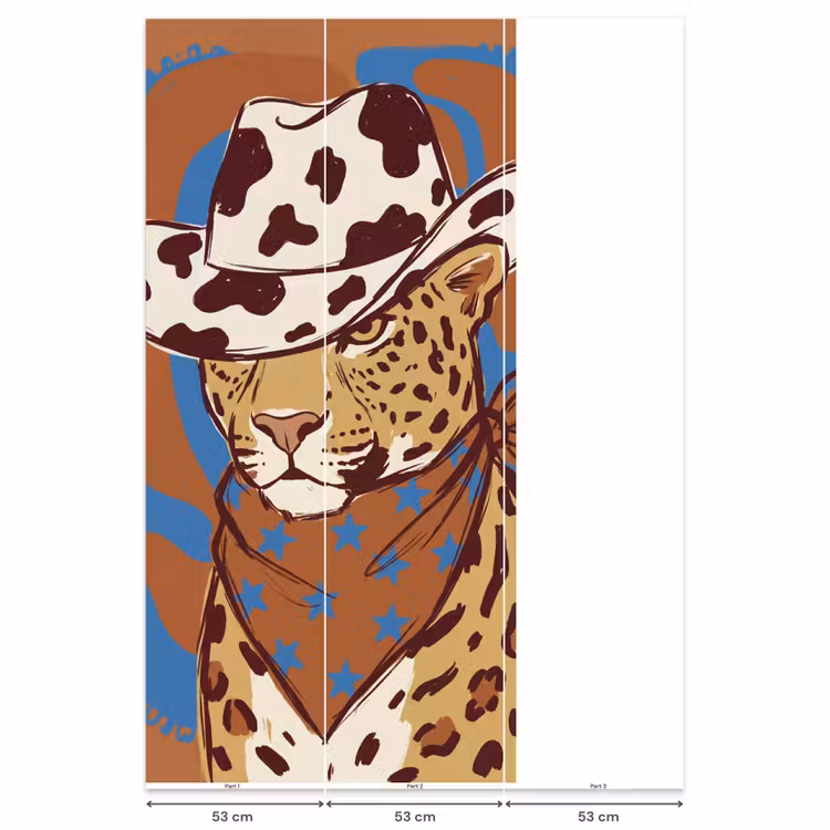 Behang - Dieren - Cowboyhoed - Modern - Illustratie - Bruin — 6