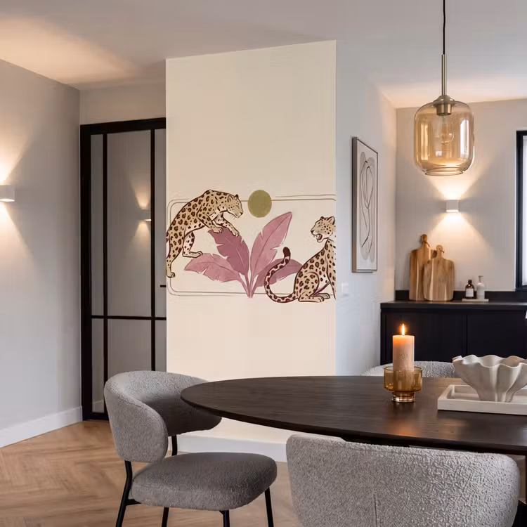 Behang - Dieren - Kat - Jungle - Illustratie - Beige — 5