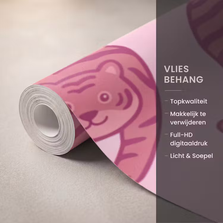 Behang - Dieren - Patroon - Roze - Speels - Cartoon — 3