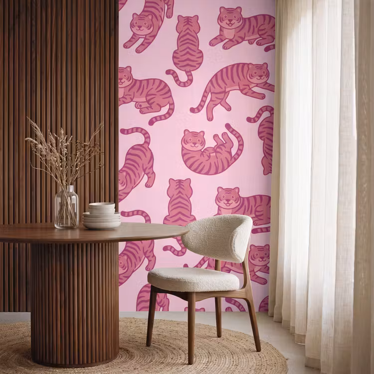 Behang - Dieren - Patroon - Roze - Speels - Cartoon — 4