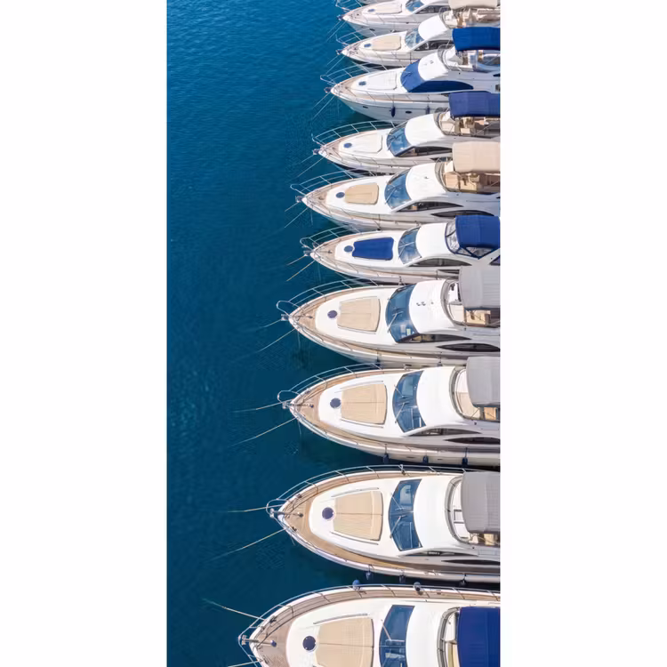 Behang - Boot - Jachthaven - Water - Zomer - Blauw — 2