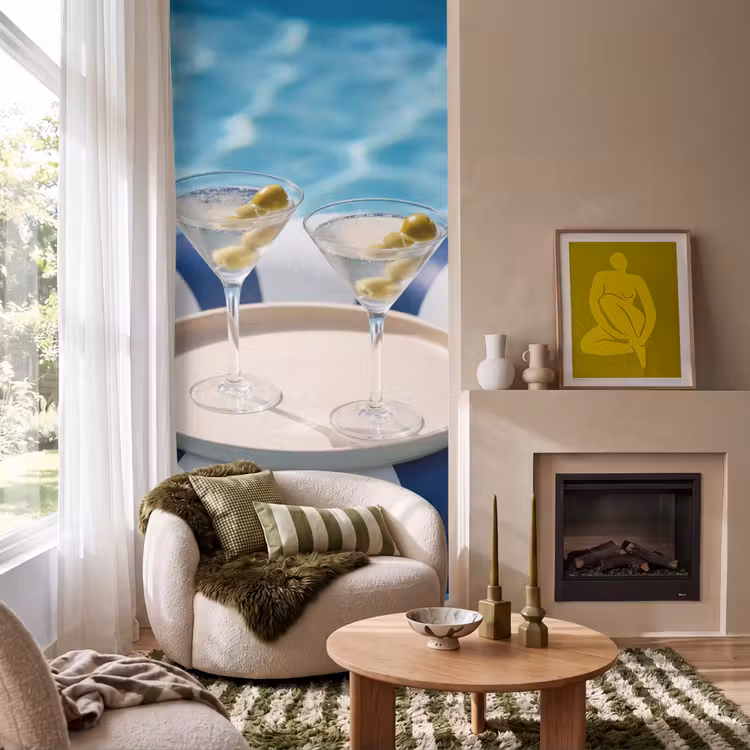 Behang - Cocktail - Zwembad - Zomer - Blauw — 1