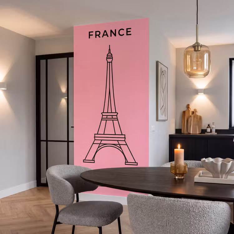 Behang - Eiffeltoren - Parijs - Architectuur - Minimalistisch - Roze — 5