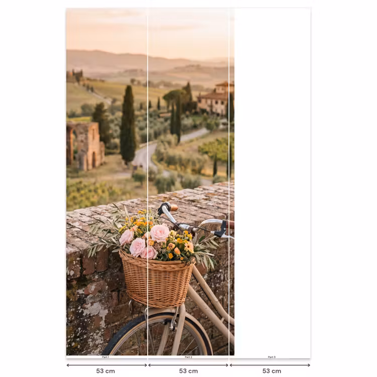 Behang - Fiets - Bloemen - Toscane - Landschap - Roze — 6