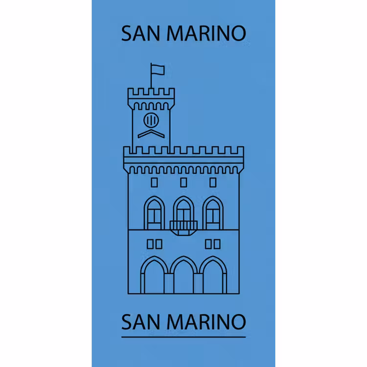 Behang - Gebouw - San Marino - Architectuur - Lijntekening - Blauw — 2