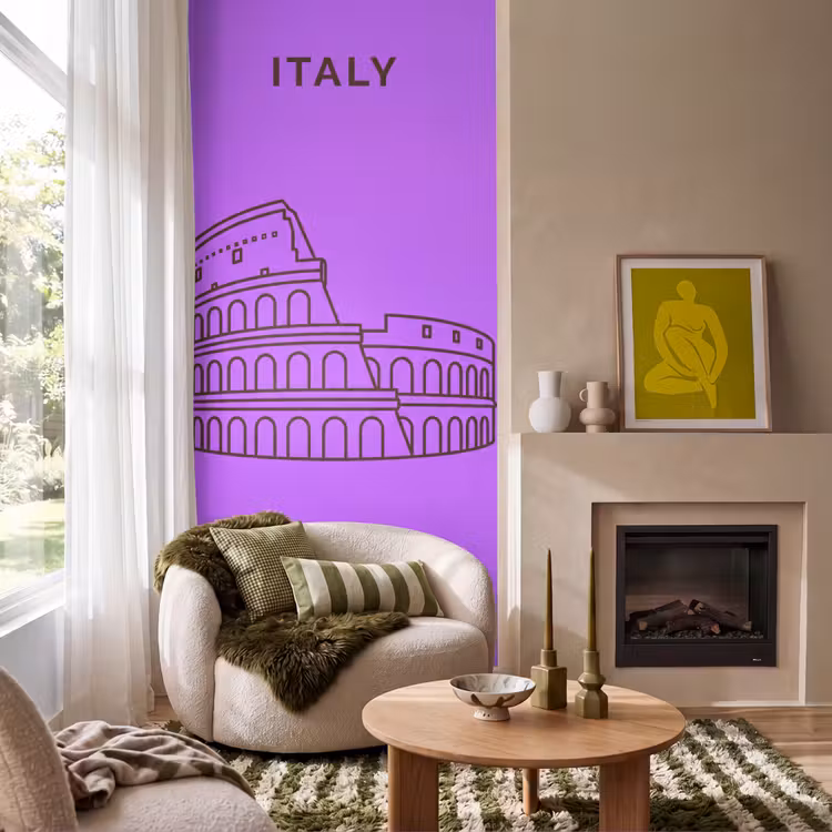 Behang - Architectuur - Colosseum - Rome - Minimalistisch - Paars — 1