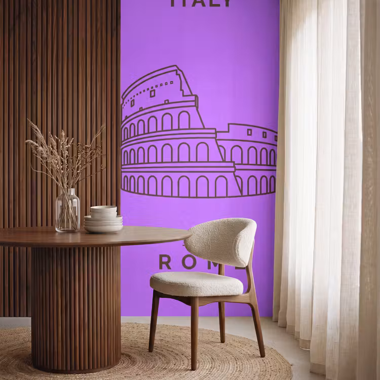 Behang - Architectuur - Colosseum - Rome - Minimalistisch - Paars — 4