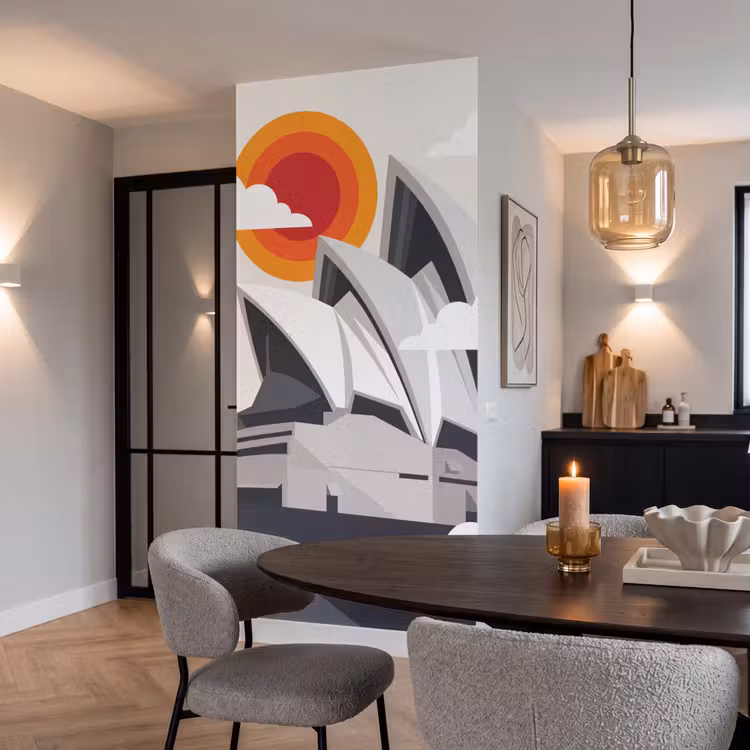 Behang - Architectuur - Stadsgezicht - Modern - Grijs - Oranje — 5
