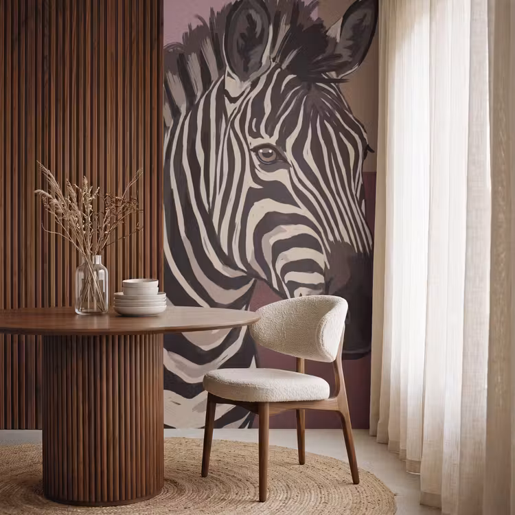 Behang - Dieren - Zebrahoofd - Wildlife - Modern - Bruin — 4