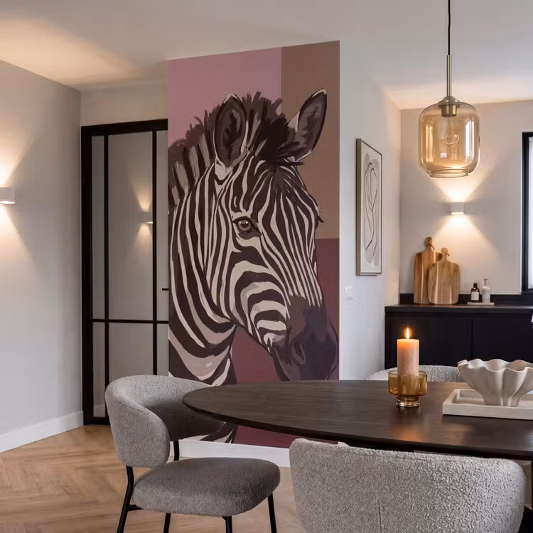 Behang - Dieren - Zebrahoofd - Wildlife - Modern - Bruin — 5