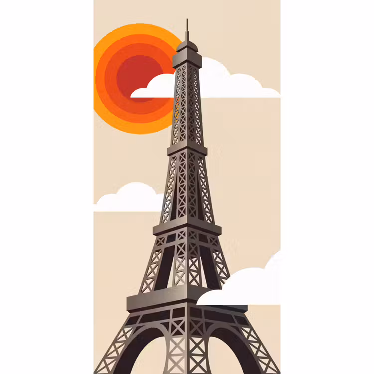Behang - Eiffeltoren - Zon - Architectuur - Abstract - Beige — 2