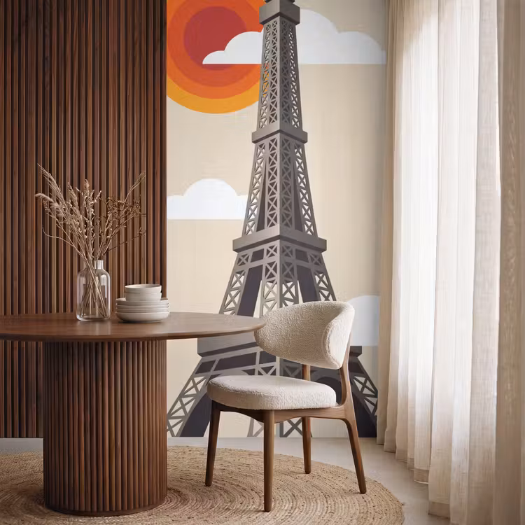 Behang - Eiffeltoren - Zon - Architectuur - Abstract - Beige — 4